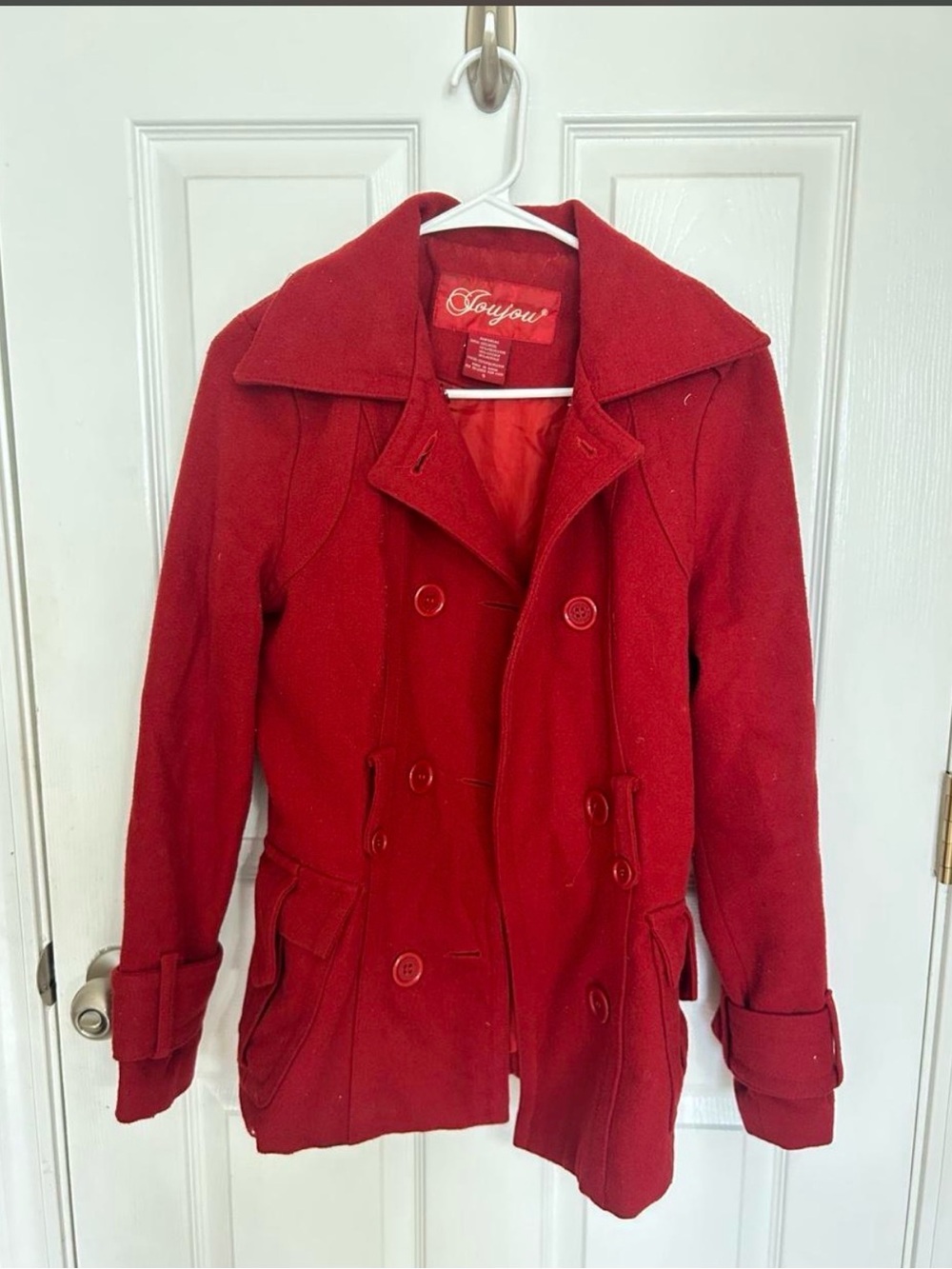 Jou Jou Red Double-Breasted Peacoat
